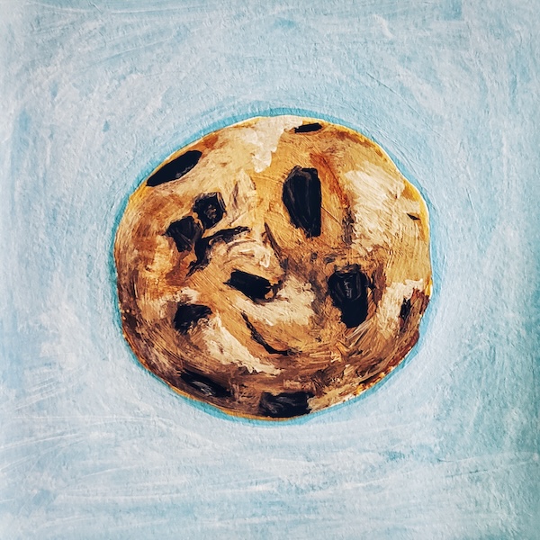 painting of a chocolate chip cookie by Lisa Chan